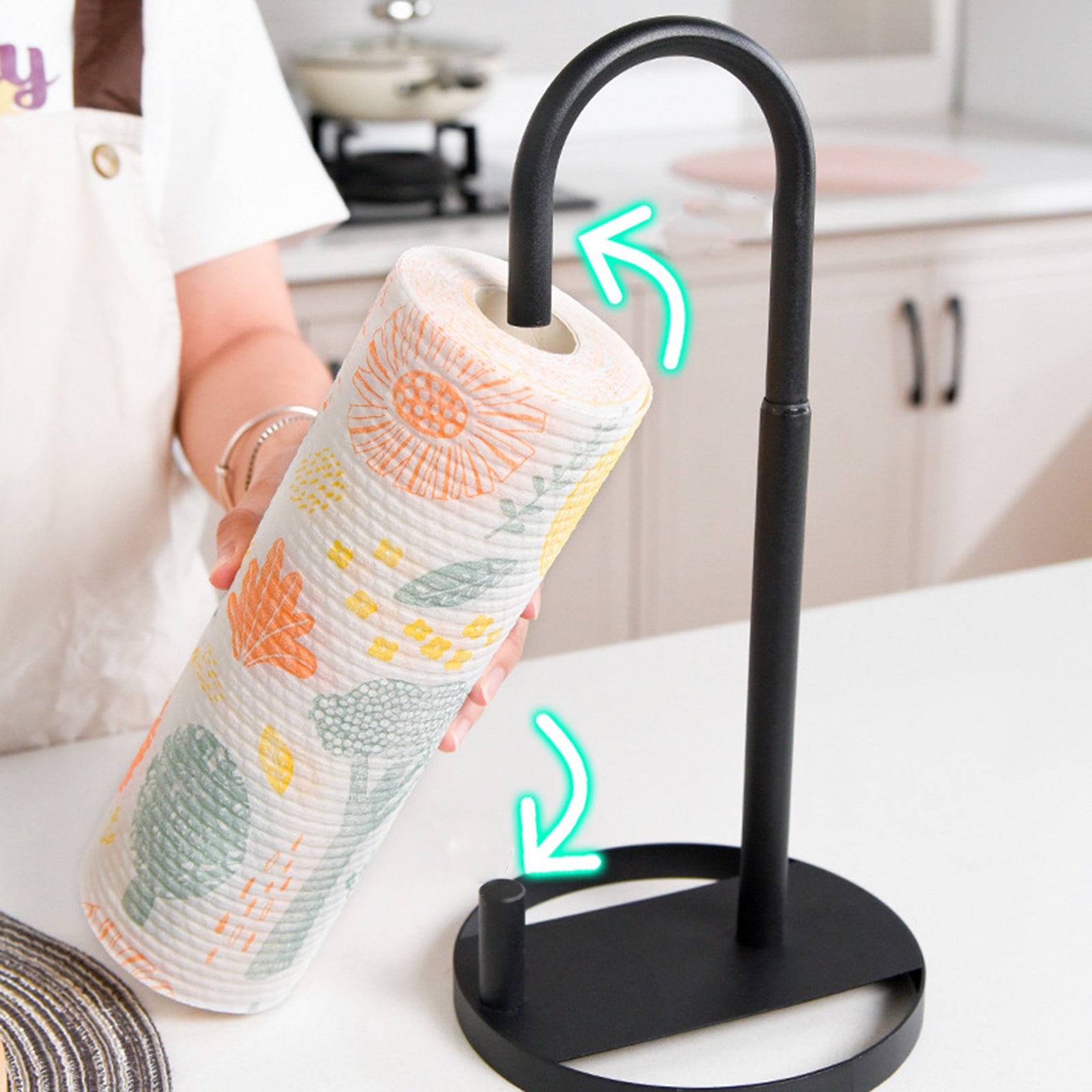 Telescopic Height Carbon Steel Desktop Roll Paper Towel Holder Rack, Arc Type Telescopic Height Carbon Steel Desktop Roll Paper Towel Holder Rack, Arc Type